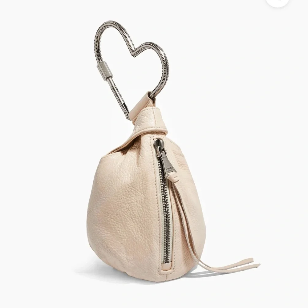 Aimee Kestenberg Beige Wristlet with Silver Heart Handle - Picture 3 of 12